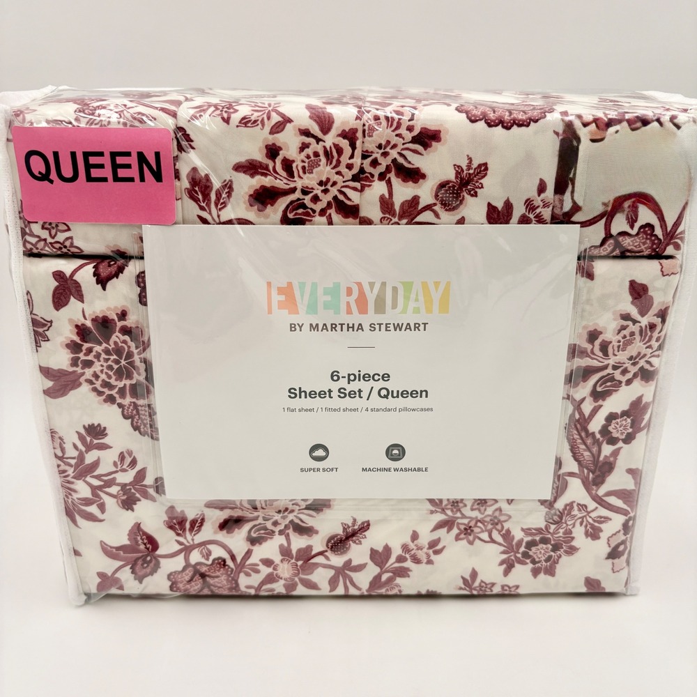 Martha Stewart Everyday 6-Piece Queen Sheet Set Georgia Floral
